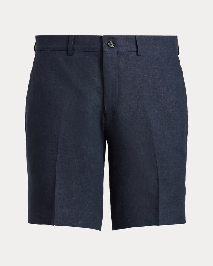 Men's Ralph Lauren Button Linen Shorts (Navy Blue)