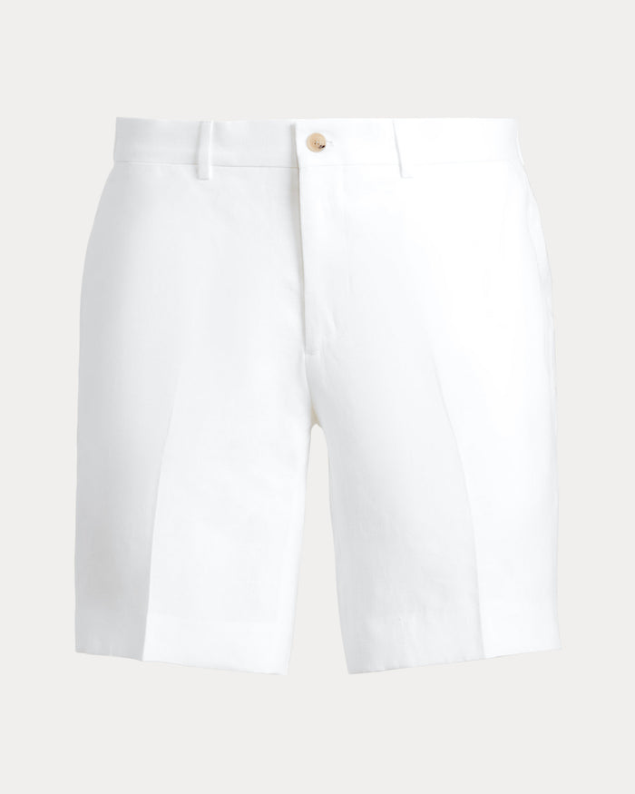 Men's Ralph Lauren Button Linen Shorts (White)