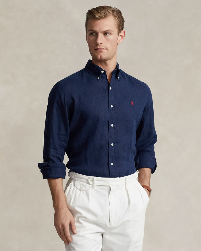Men's Ralph Lauren Linen Shirt (Navy Blue)