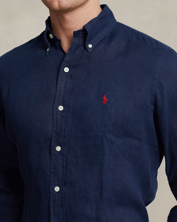 Men's Ralph Lauren Linen Shirt (Navy Blue)
