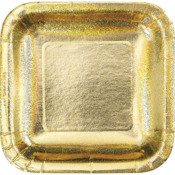 Metallic Gold Party Plates - 8 Count/ 7 inch Dessert Plates