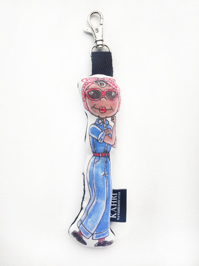 Mini African American Rosie the Riveter Doll Bag Charm