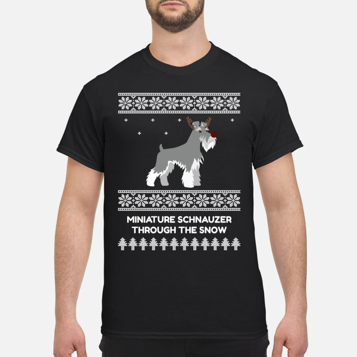 Miniature Schnauzer Through The Snow - Men's T-Shirt