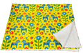 Minky Baby Blanket  30" x 40" - Blue Dala horses & Flowers