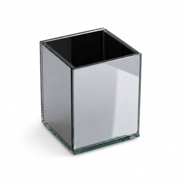 Square mirrored candle holder on a plain white background