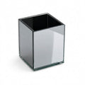 Square mirrored candle holder on a plain white background