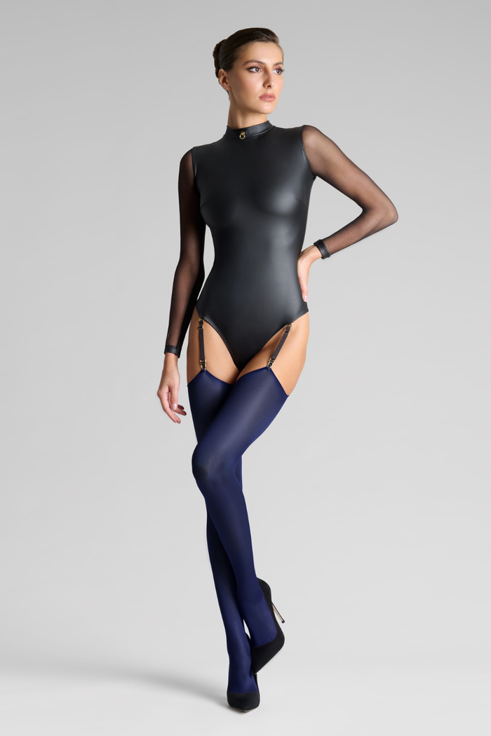 Maison Close Navy Cut & Curled Stockings 40 Denier - Naughty Knickers