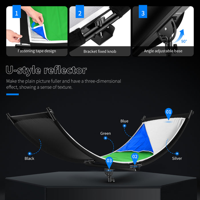 NEEWER U-style Reflector makes the plain picture fuller and has a three-dimensional effect.
