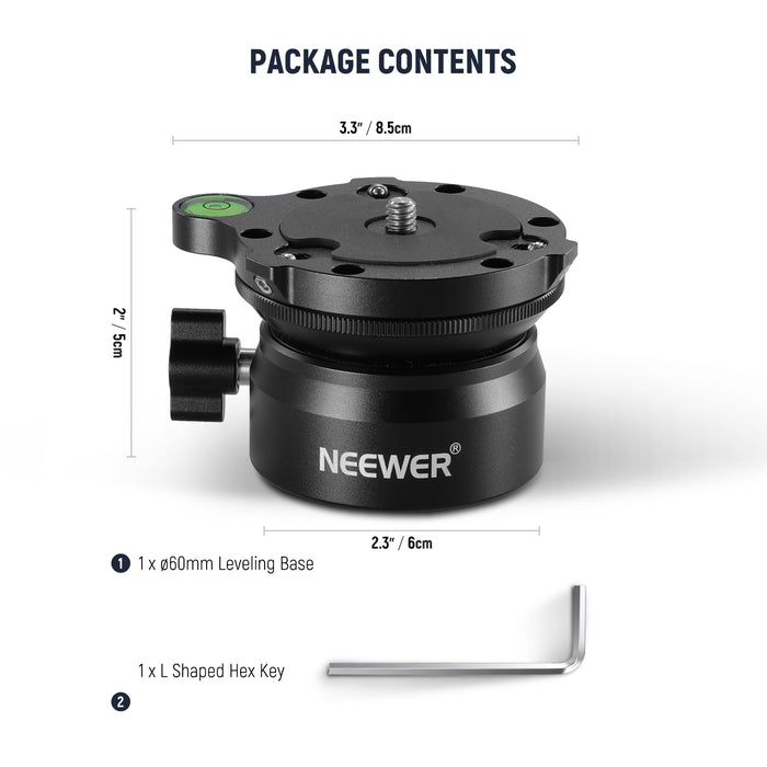 Package Contents of the NEEWER GM15 Tripod Leveling Base (ø60mm) Camera Leveler