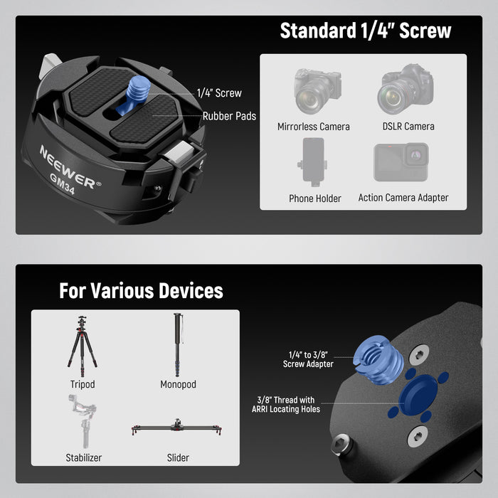 This camera accessory comes with a top 1/4" screw