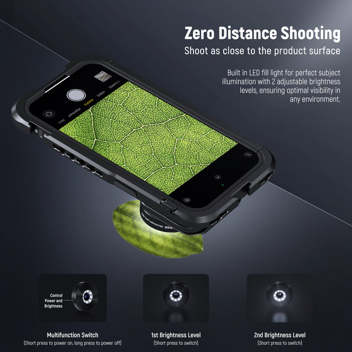 The 2 Level LED Fill Light attaches to your lens and offers two brightness settings.