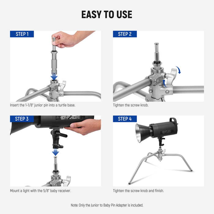 NEEWER UA027 Junior to Baby Pin Adapter is easy to use.