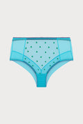 Nelle Heart Embroidery High Waist Knicker in Bright Blue