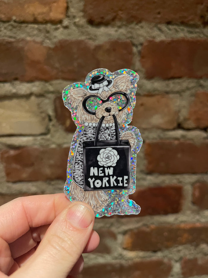 New Yorkie Glitter Vinyl Sticker
