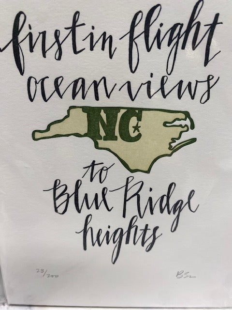 North Carolina Print - "First In Flight Ocean Views to Blue Ridge Heights".
