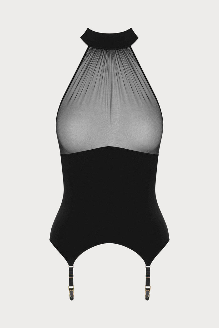 Scandale Nuit Fauve Halterneck Suspender Top Black