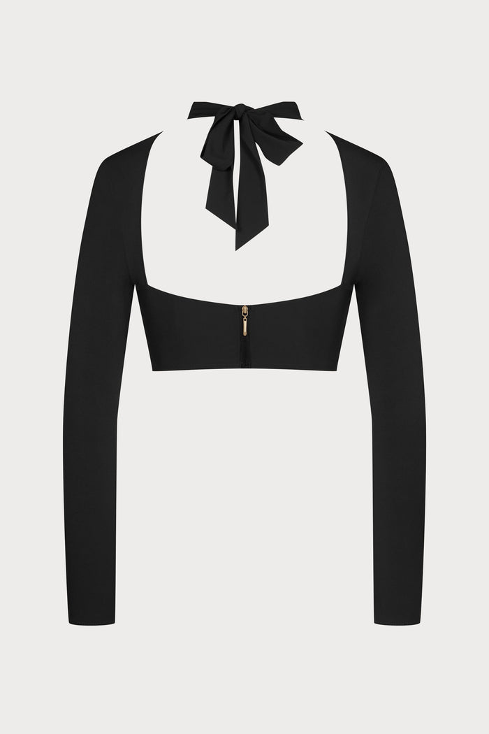 Scandale Nuit Fauve Long Sleeve Scarf Top Black