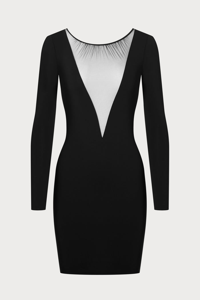 Scandale Nuit Fauve Long Sleeve Short Dress Black