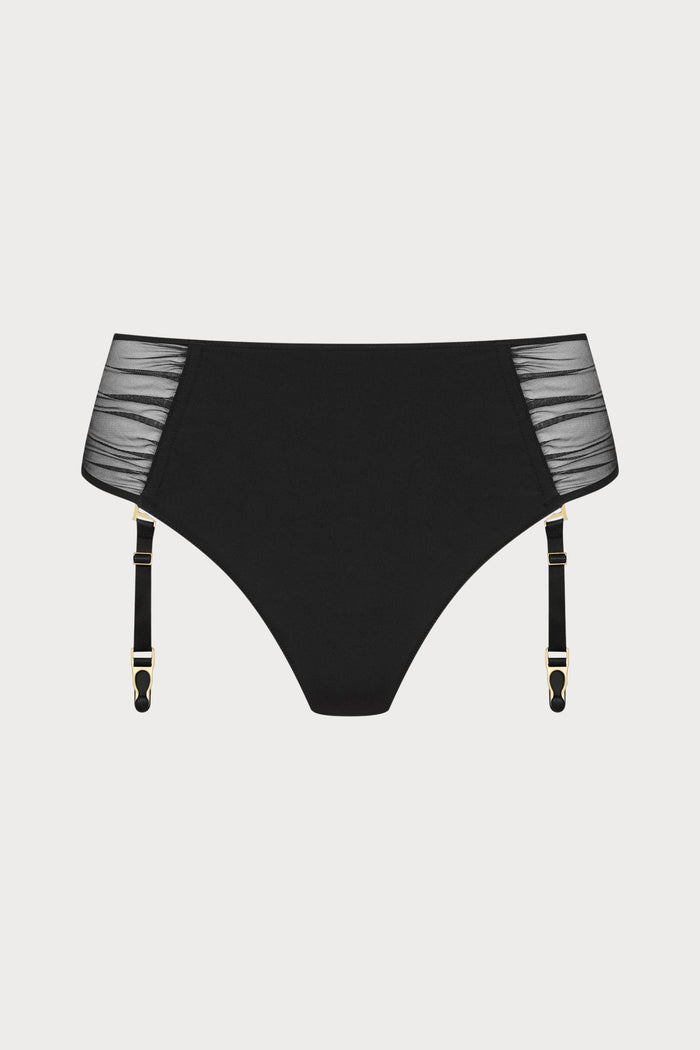 Scandale Nuit Fauve Openable High Waist Suspender Tanga Black