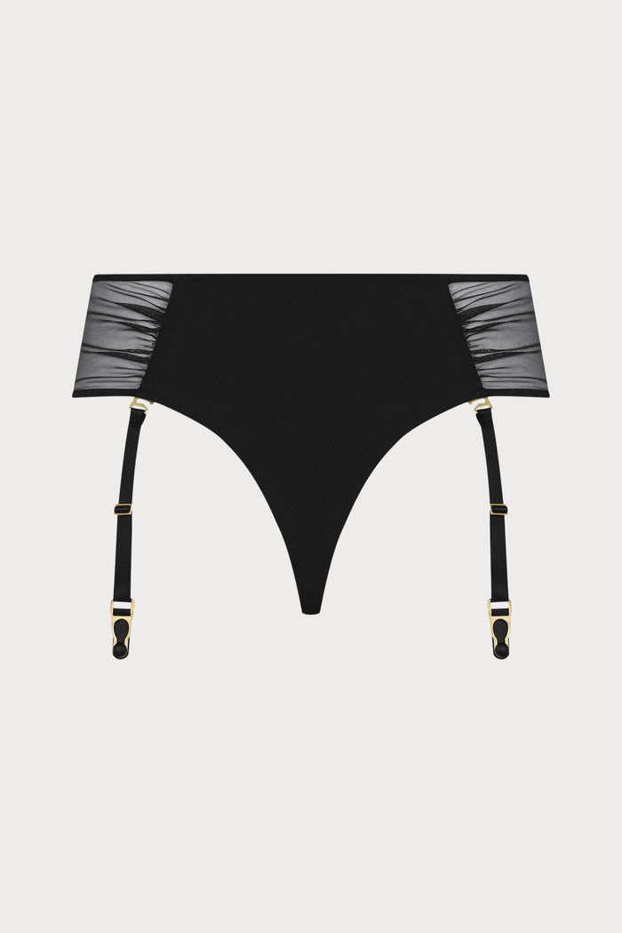 Scandale Nuit Fauve Openable High Waist Suspender Tanga Black