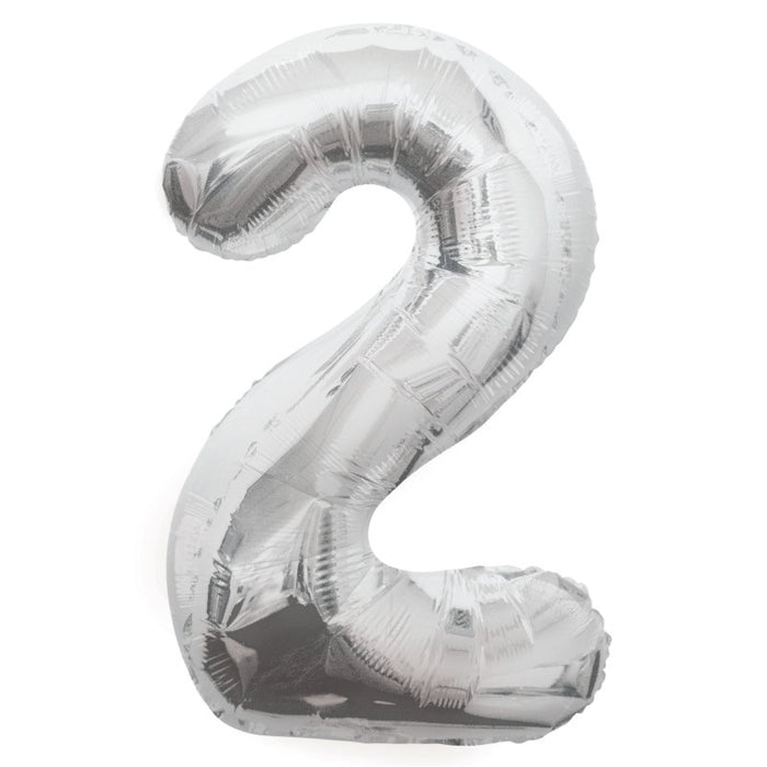 Number 2 Silver Shape Balloon