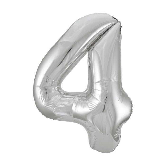 Number 4 Silver Shape Balloon