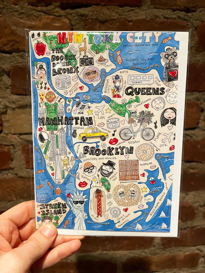 NYC Map Glitter Card