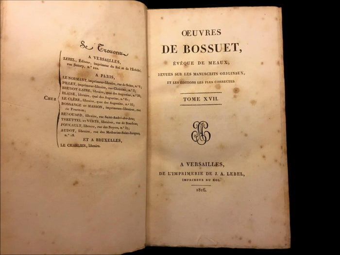 Oeuvres De Bossuet Book.