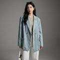 Veste en jean oversize bleu clair femme - Mode Coréenne - Taille S