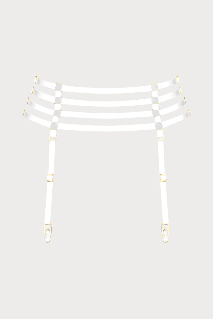 Maison Close Parure Signature White Suspender Belt - Naughty Knickers