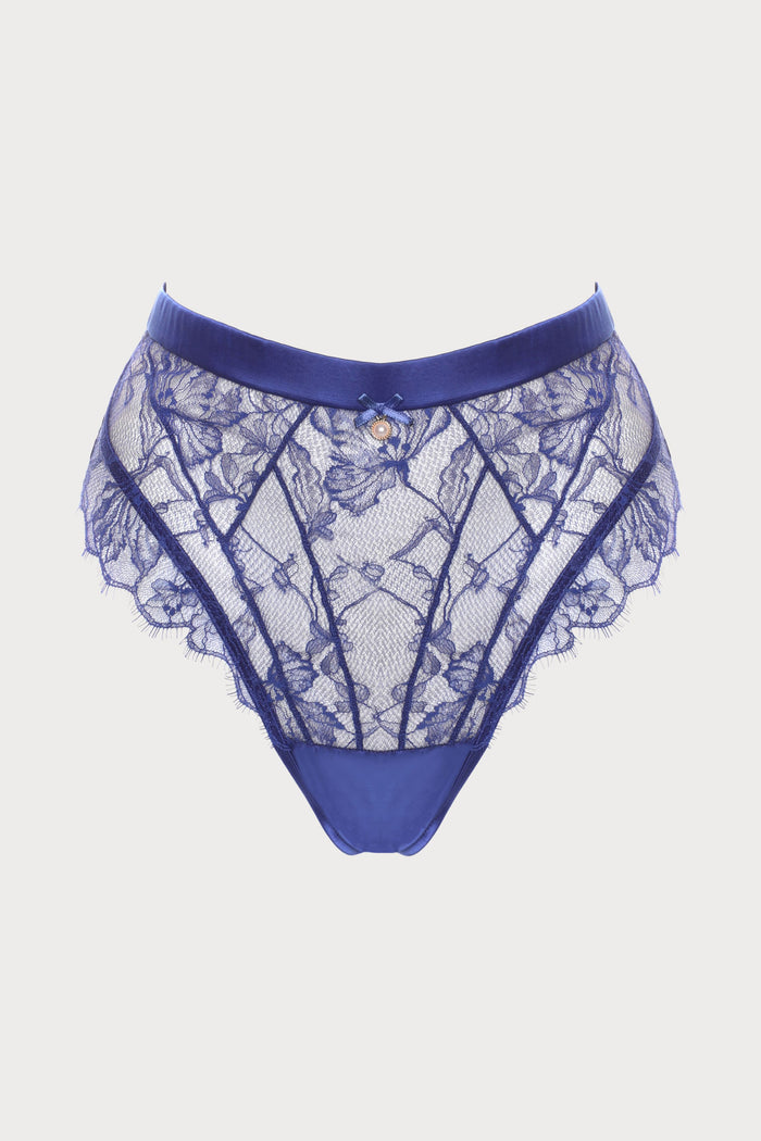 Prelude Pearl Blue Lace & Satin High Waist Brief