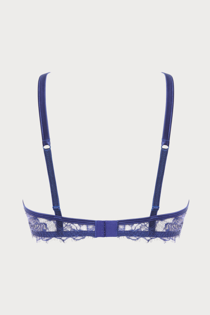 Prelude Pearl Blue Lace & Satin High Neck Bra