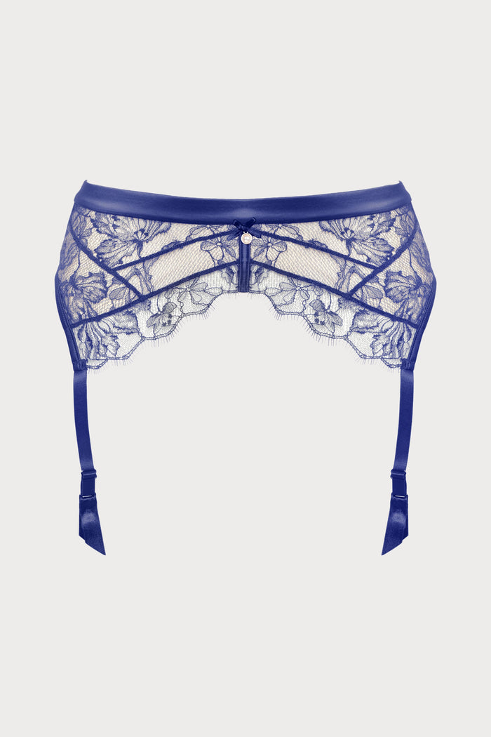 Prelude Pearl Blue Lace & Satin Suspender Belt
