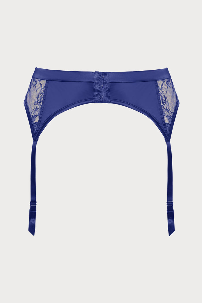 Prelude Pearl Blue Lace & Satin Suspender Belt