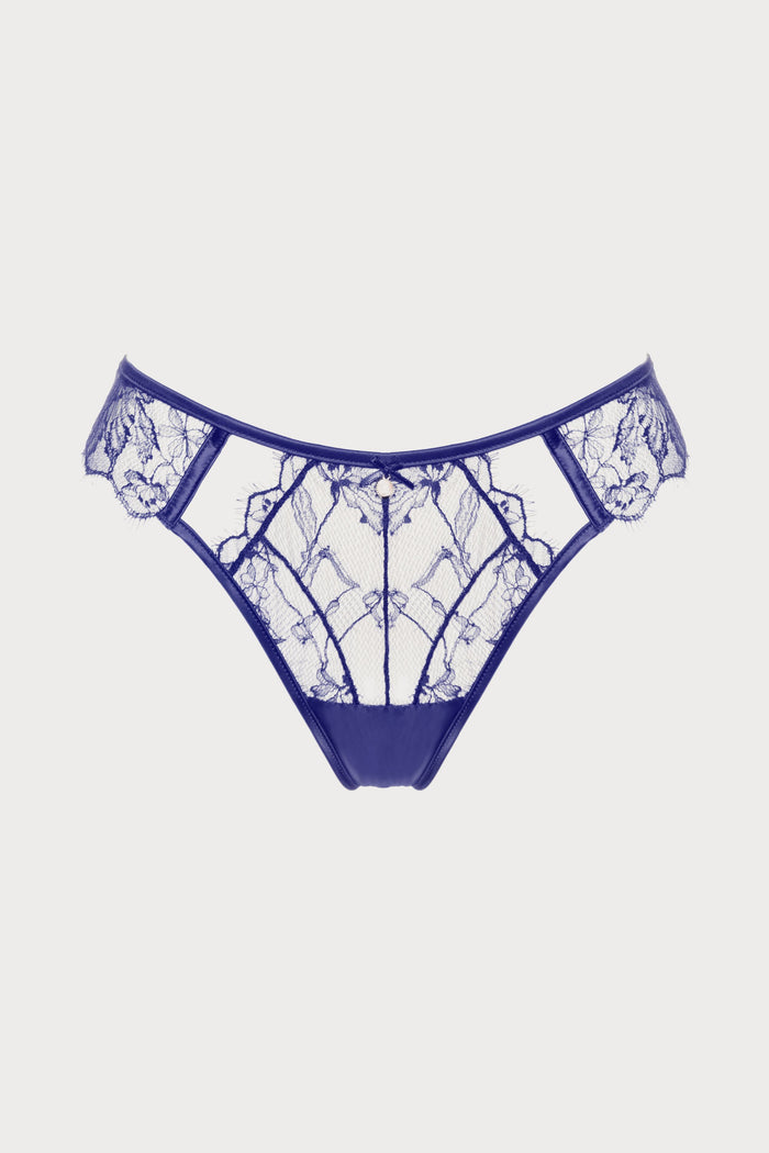 Prelude Pearl Blue Lace & Satin Tanga Thong