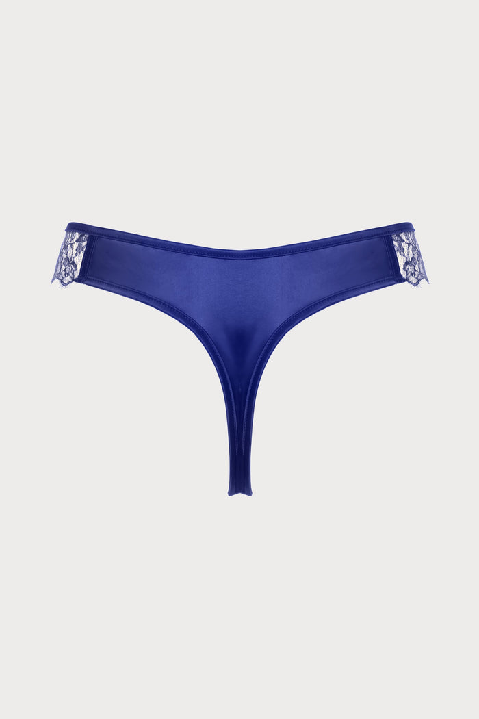 Prelude Pearl Blue Lace & Satin Tanga Thong