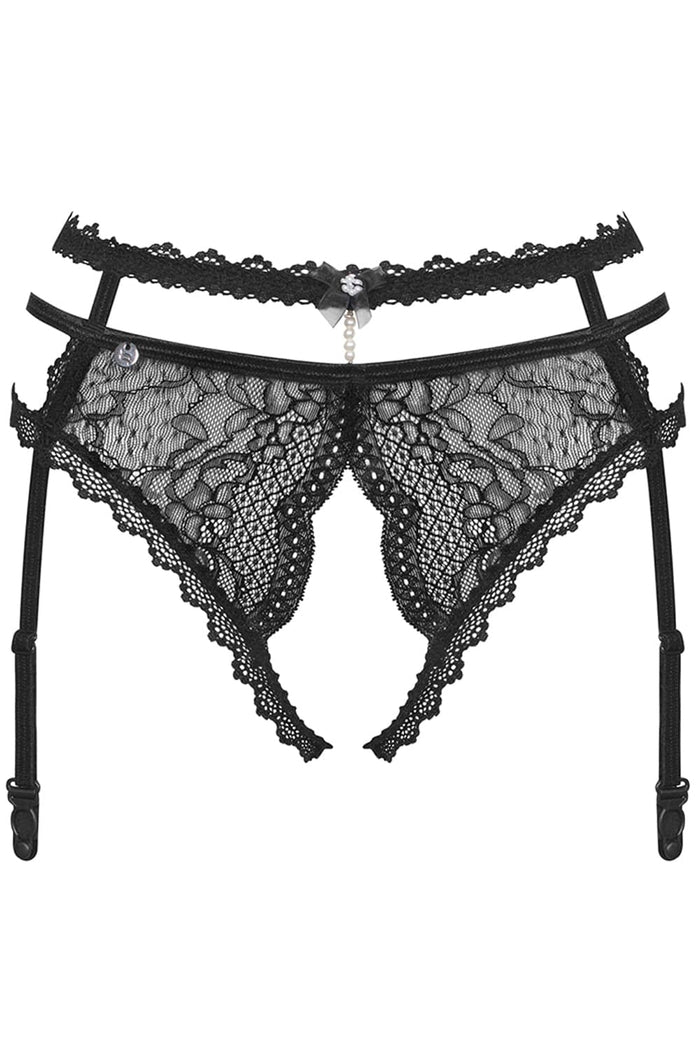 Obsessive Pearlove Black Crotchless Suspender Belt