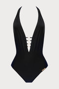 Perles Nacrées Halter Swimsuit Black, Size XL (UK 16)