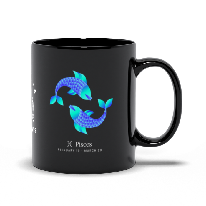 Pisces Zodiac Black Mug