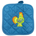 Pot holder - Swedish Dala rooster on denim blue