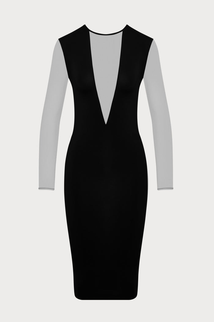 Maison Close Pure Tentation Black Midi Dress Long Sleeves