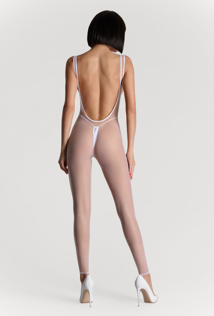 Maison Close Pure Tentation White Jumpsuit with Zip