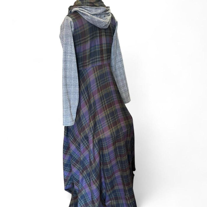 Purple plaid maxi dress with