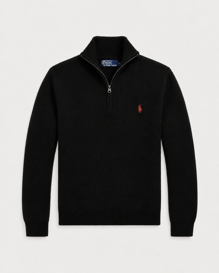 Ralph Lauren Cashmere Quarter-Zip Sweater (Black)
