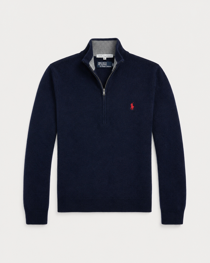 Ralph Lauren Cashmere Quarter-Zip Sweater (Navy blue)