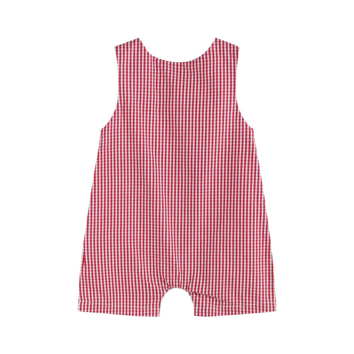 Red Gingham Baseball Smocked Shortalls - Premium Baby & Toddler Outfits from Lil Cactus - Just $38.95! Shop now at Pat's Monograms