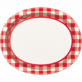 Red Gingham Oval Platters/ 8 Count