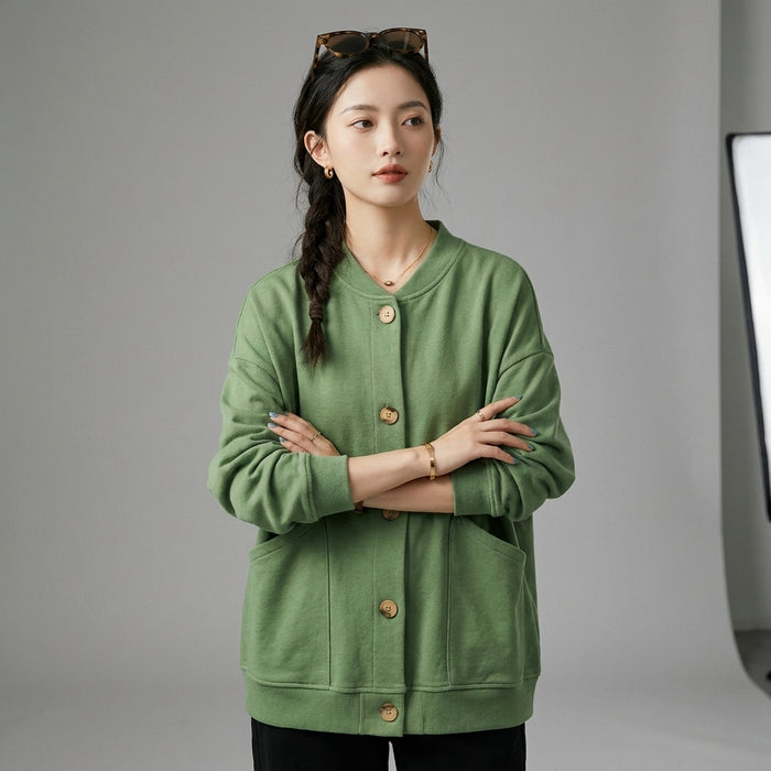 Veste en maille rétro avec grandes poches pour femme - K-fashion - Taille One Size Fits All