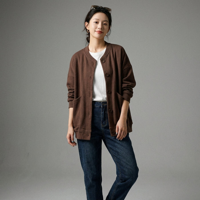 Veste en maille rétro avec grandes poches pour femme - K-fashion - Taille One Size Fits All