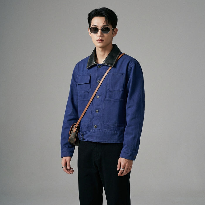 Veste workwear rétro homme bleue multi-poches - Koreanxwear - Taille M